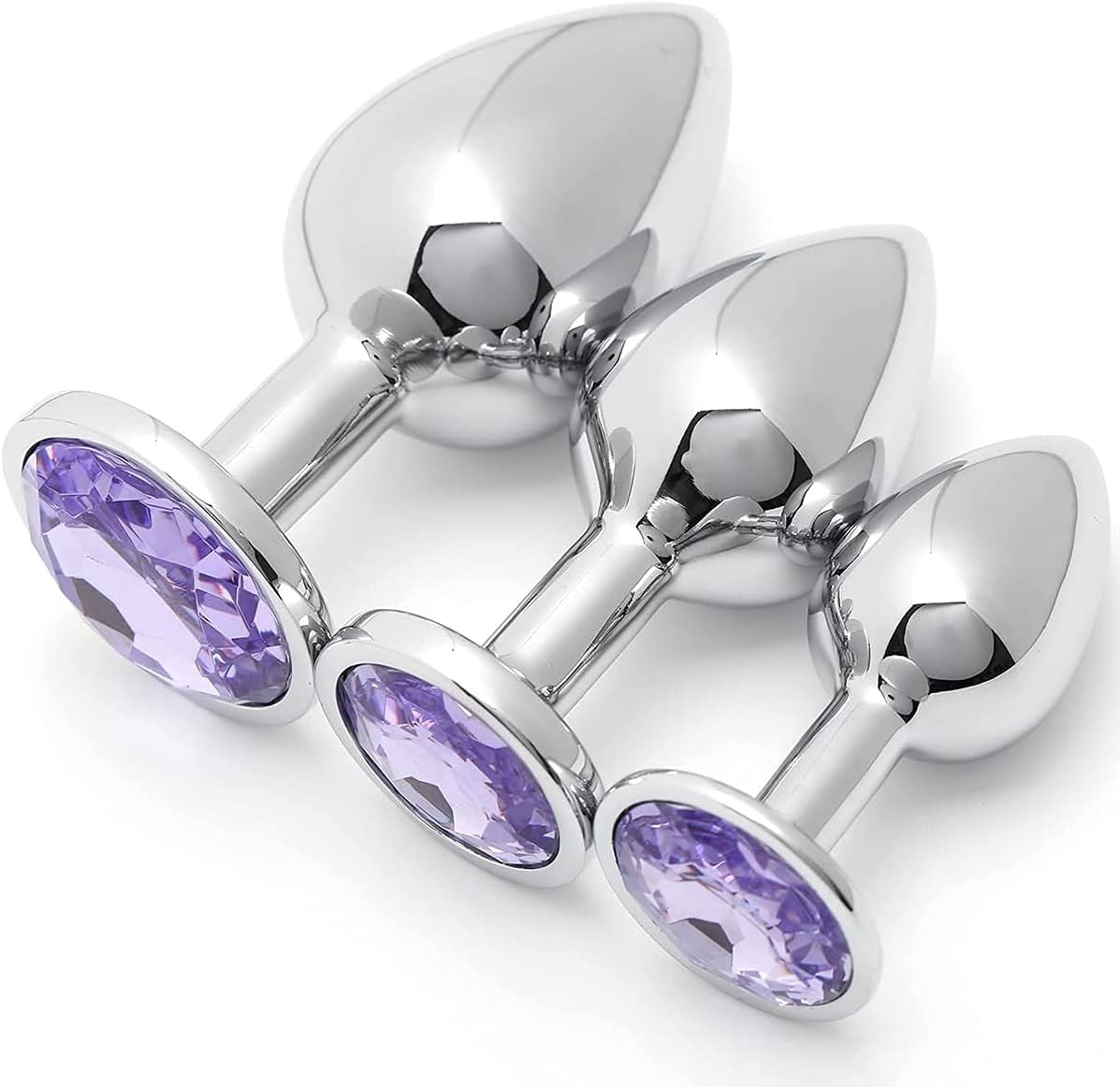 3-Piece Stainless Steel Büt`t Pḷ-ụg Massager LX-A05, Color: Light Purple