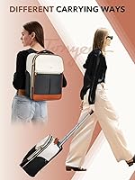 Tonyeee Rolrugzak voor dames, 17 inch laptop, rugzak met wielen, handbagage onderseat, maat L, 46x32x18 cm, 2-in-1 trolley rugzaktrolley, pilotenkoffer, 180 graden opening, waterafstotend, zwart