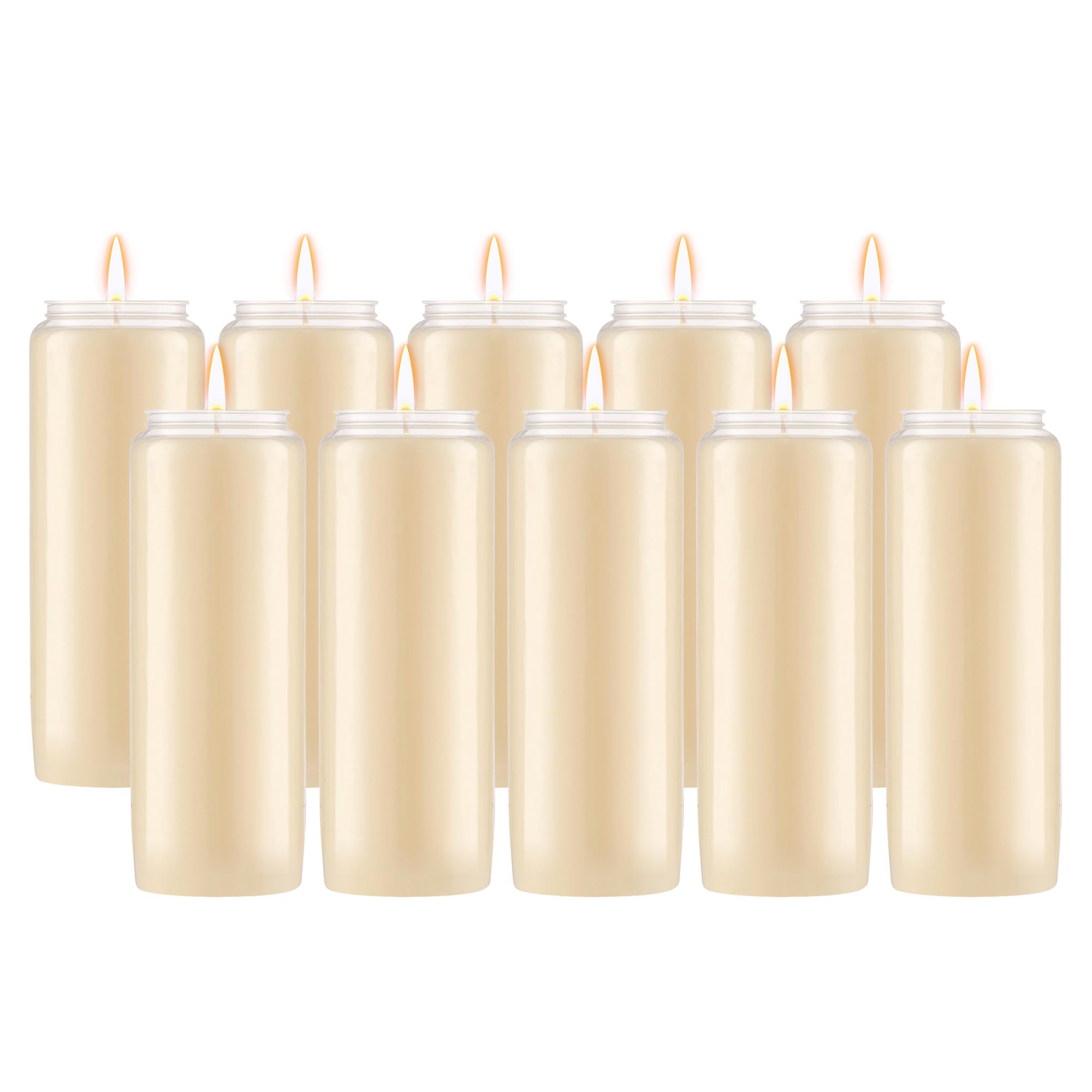 lerner 9-day memorial candles, 10 pack, 7” pillar prayer candle in plastic jar, long-lasting smokeless clean burning mourning & shiva candle for vigils, church, emergencies, jewish yahrzeit candles