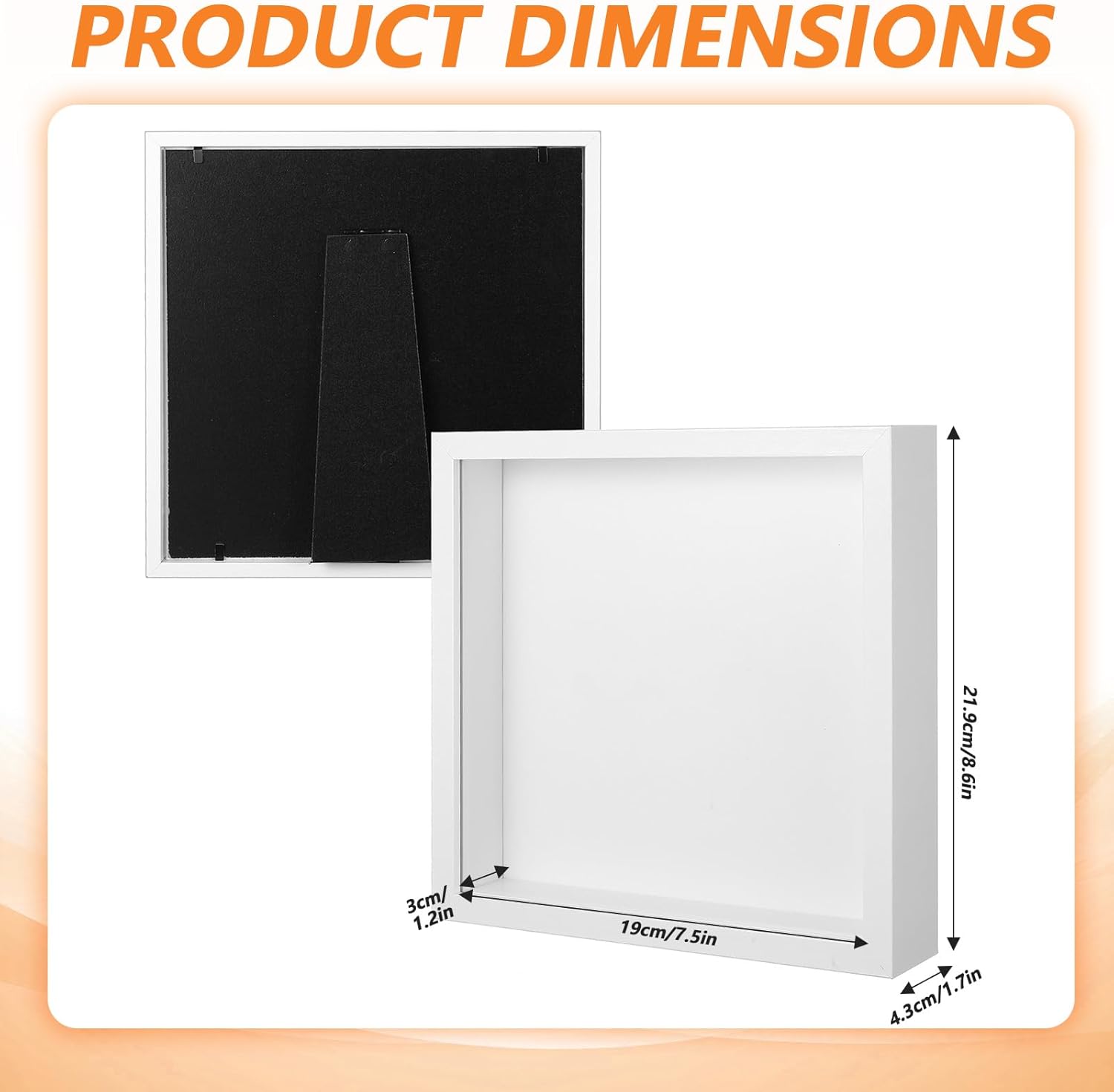 4 Pack Shadow Box Frames, 8 x 8 Inches Square Artificial Board Shadow Boxes Display Case, White 3D Picture Frames for Photos, Dried Flowers, Wall Mounted Handicraft Photo Frame