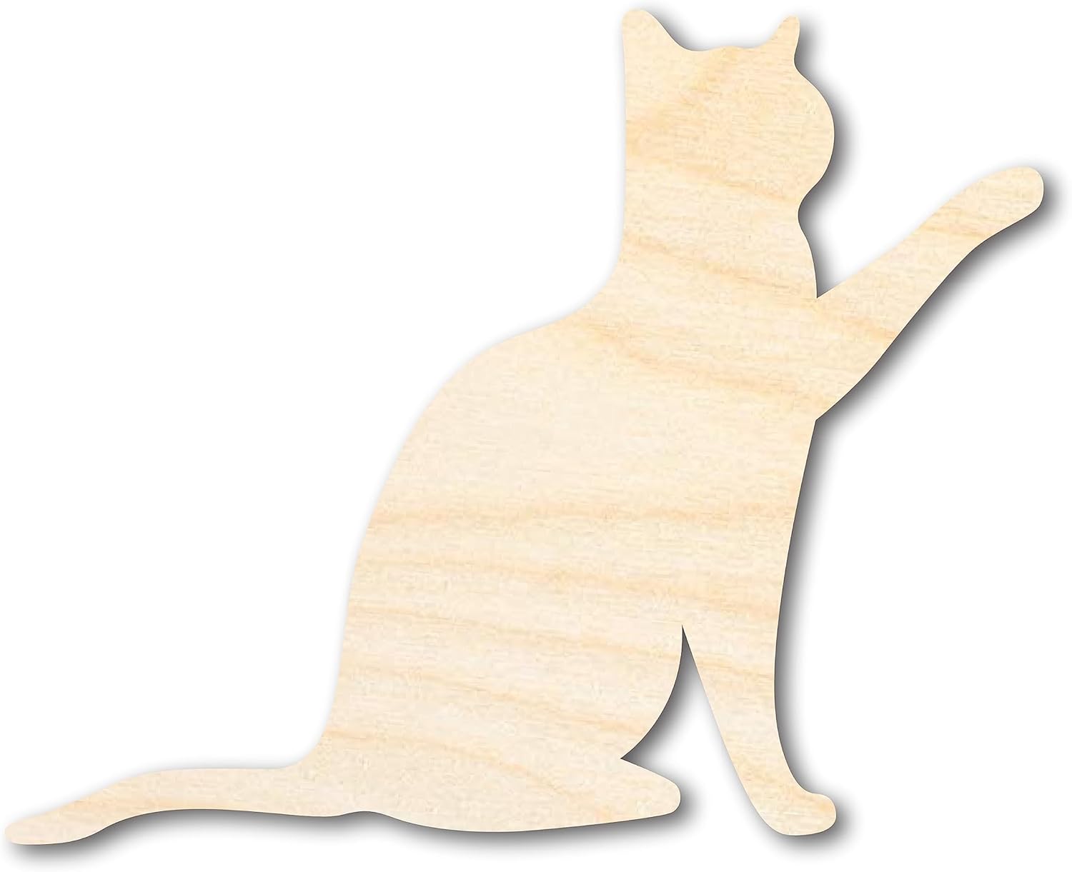 Unfinished Wood Pawing Cat Shape | Craft Cutout | up to 46" DIY 24" / 1/4"