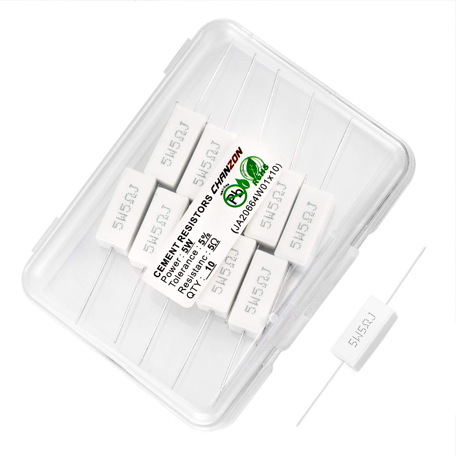 Chanzon 10pcs 5W Ceramic Cement Resistor 5 Ω ohm ±5% Tolerance Wirewound Induction 5R