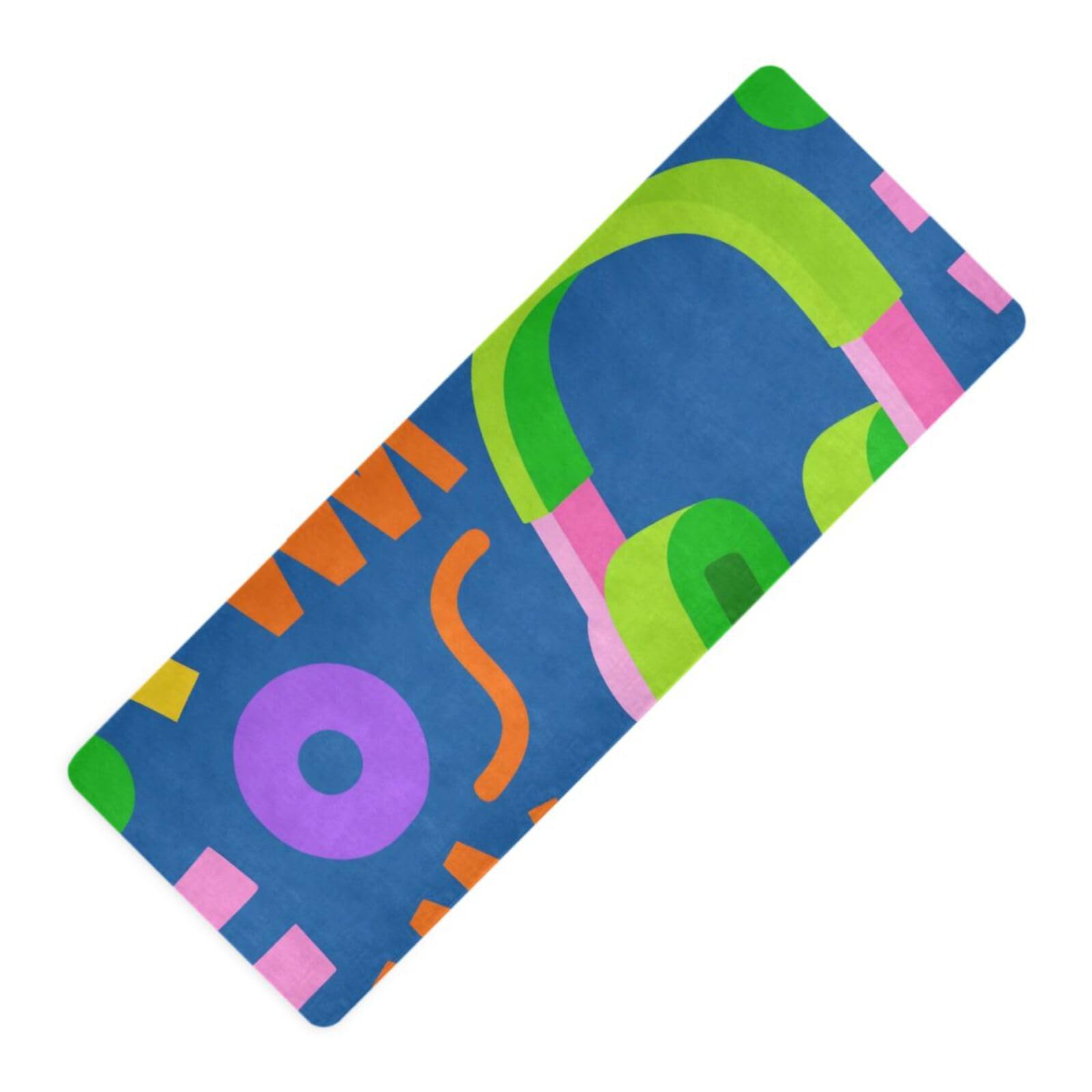 Retro Colorful Headphones Geometric Shapes printed travel yoga mats Thick 1 mm for outdoor non slip, with bags tapete para ejercicio 71x26 inches