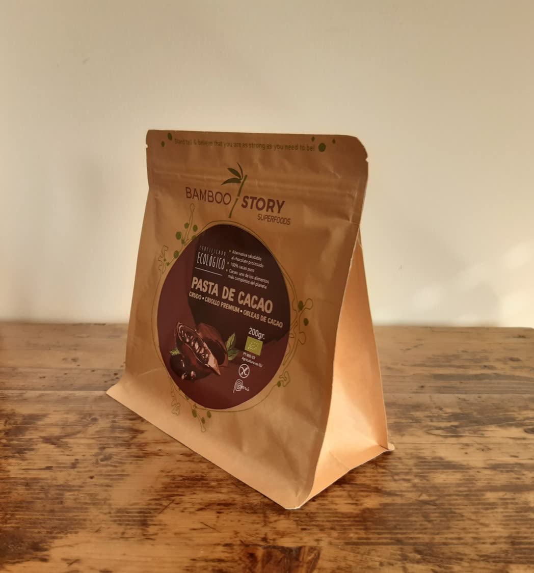 Cru | BAMBOO STORY | Pâte de Cacao en palets | Criollo | Biologique | 100% Cacao | Sans sucres ajoutés | 400 g | Origine 100% Pérou