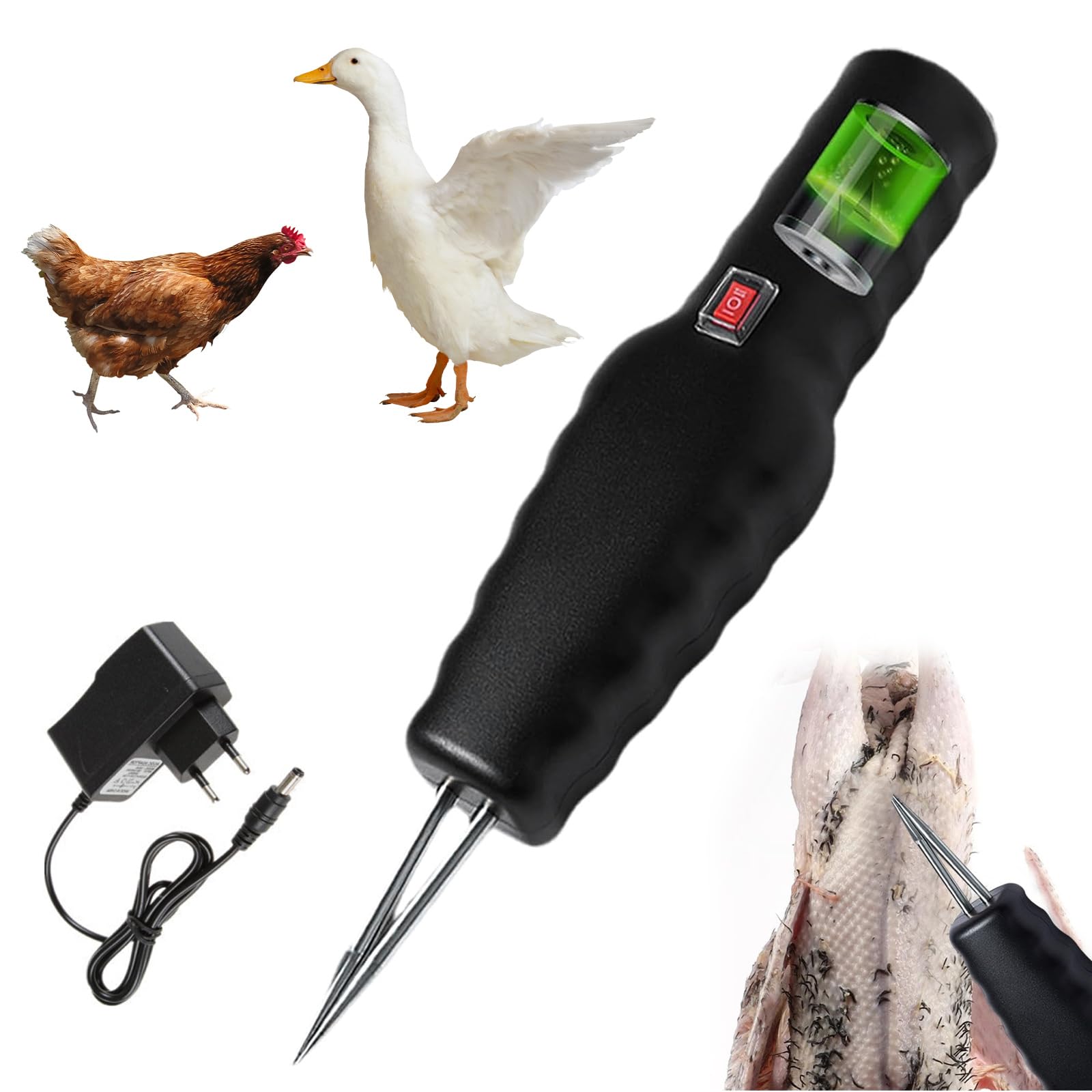 Macchina Elettrica Per Spiumatura Di Pollame, Spiumatrice Elettrica Portatile Per Polli, Strumento Ricaricabile Per Spiumatura Di Peli Corti, Rimozione Delle Piume, Per Piccoli Polli E Quaglie - 4