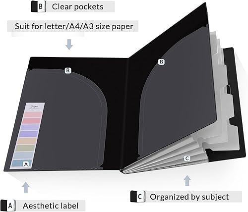 Miniatura 2 de SKYDUE Accordion File Organizer, 5 Pocket Expanding File Folders with Pockets, Document Organizer, Portable Paper Organizer，School Office Supplies