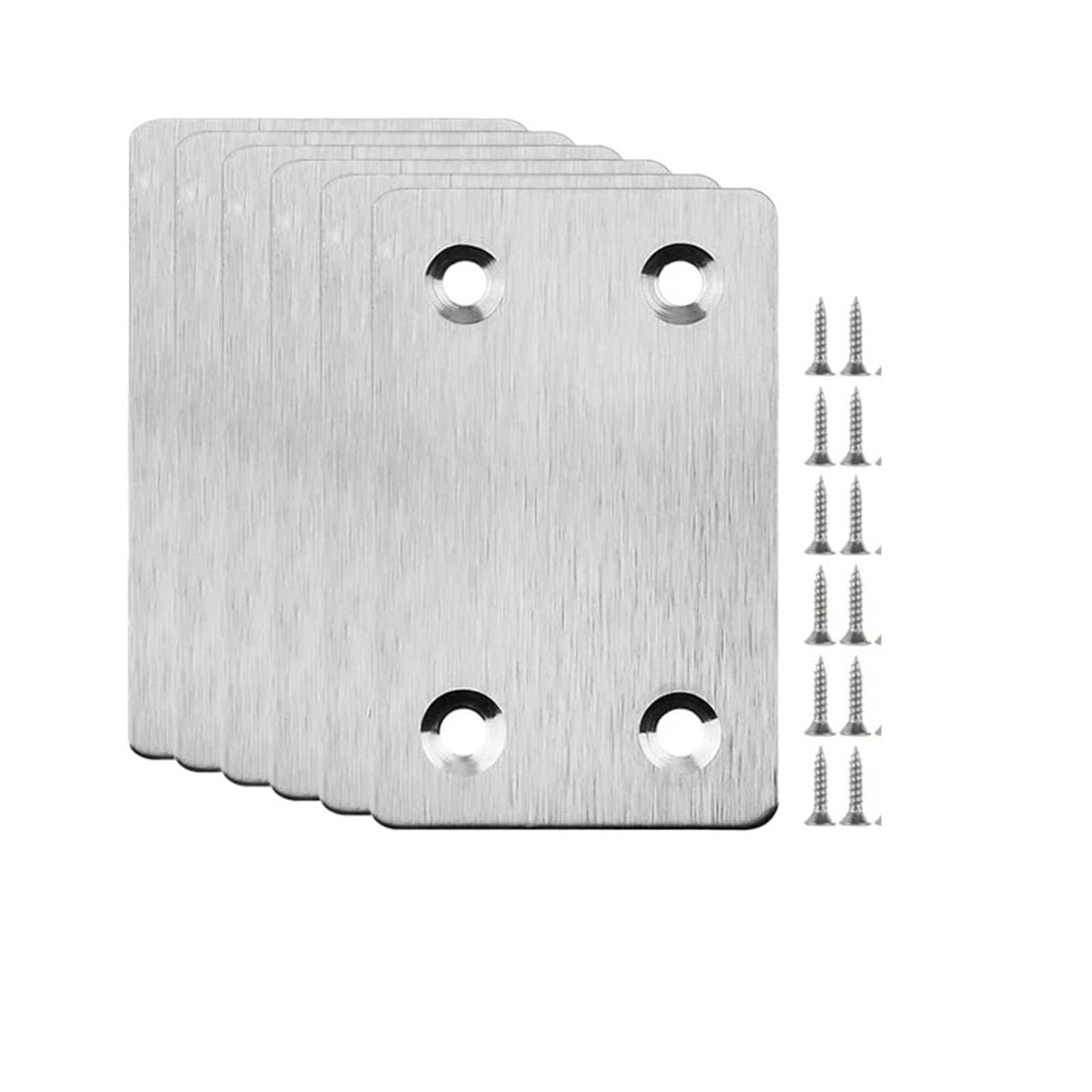 Stainless Steel Flat Bracket Stainless Steel Right Angle Corner Brackets Furniture Repair Shelves Cbinets Mending Plates Fixing Brace for Timber Fixing(6 Sets)