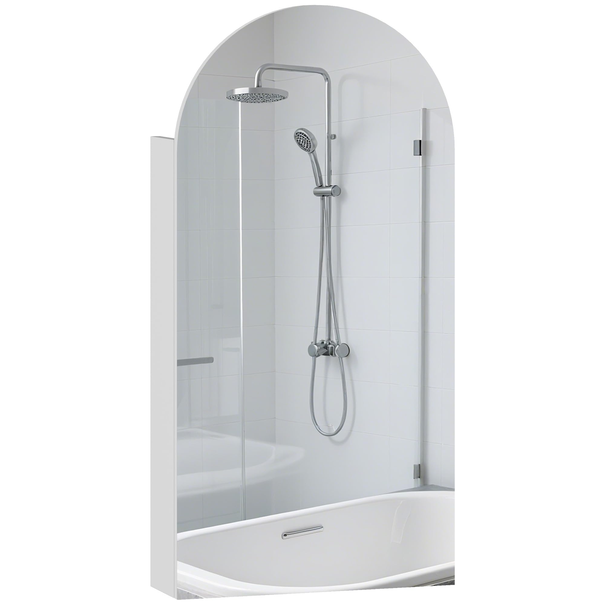 Homcom (White) Bathroom Mirror Cabinet With Adjustable Glass Shelves