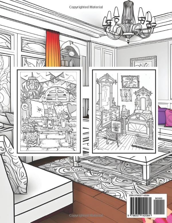 Interior Design Coloring Book: Design Your Ideal Living Space - A Calming Exploration of Contemporary Home Interiors - Home Decor Coloring image 3