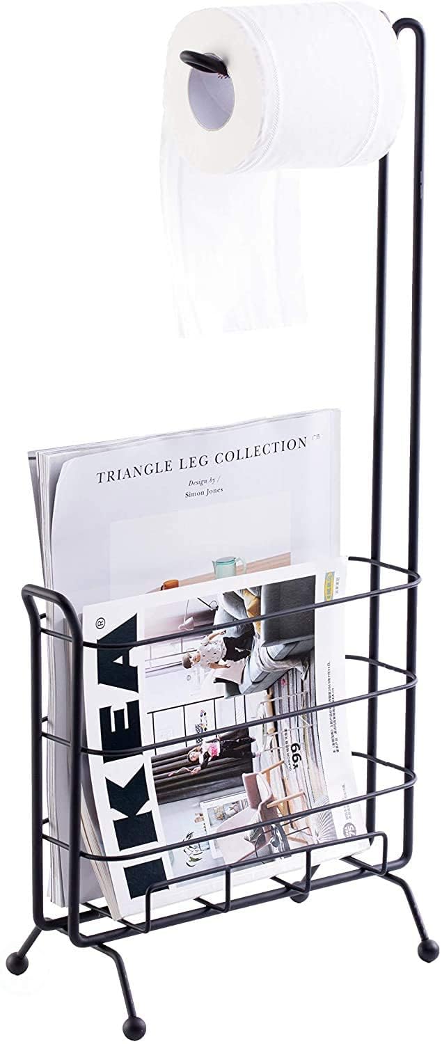 43007 Metal Scroll Design Bathroom Magazine Storage Rack with Toilet Paper Dispenser and Magazine Basket/Magazine Holder/Magazine Rack - Black-picture-15