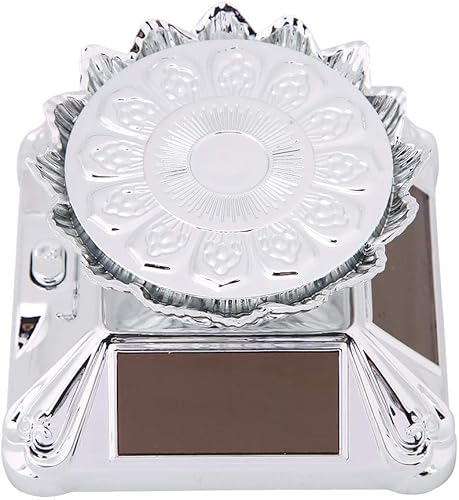 Miniatura 8 de Soporte de exhibición de joyas, luz LED solar para escaparate giratorio 360, reloj giratorio para teléfono, anillo de joyería (plata)