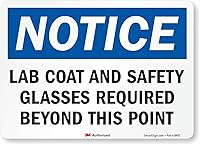 Vista 3 de Smartsign U5-1303-RA_14X10 "Aviso de laboratorio de abrigo y gafas de seguridad requeridas más allá de este punto" cartel reflectante de aluminio