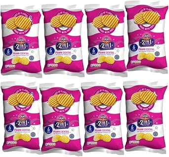 Various Flavor Crisps Chips 6 Pack x 25g Prawn Cocktail, 08 Packs48 mini bags