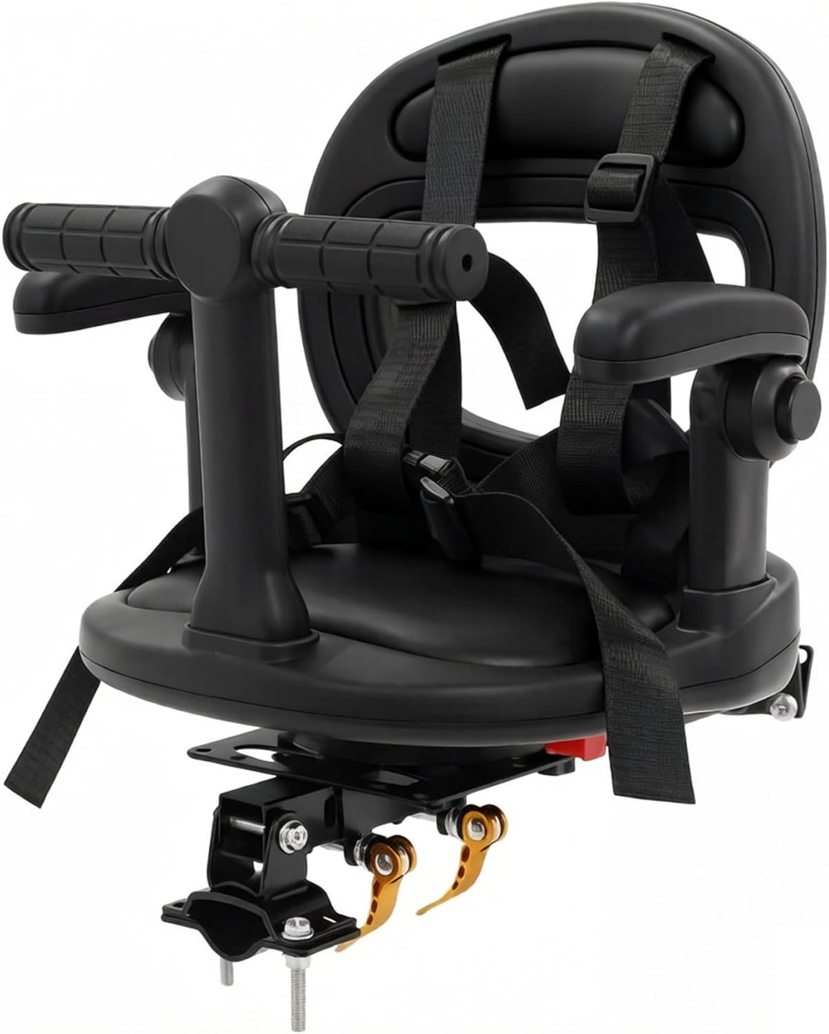 Toddler Bike Seat Front Mount Rotating Child Bike Seat with Double Secure Lock & Adjustable Armrests Baby Carrier for Kids 1-6 Years, Easy Installation, Black