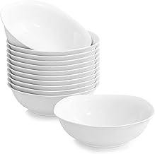 MALACASA, Series Elisa, 12-Piece 6.7" Cream White Porcelain Cereal Bowls China Ceramic Dessert Rice Bowl Dinnerware (17 * 17 * 5cm)