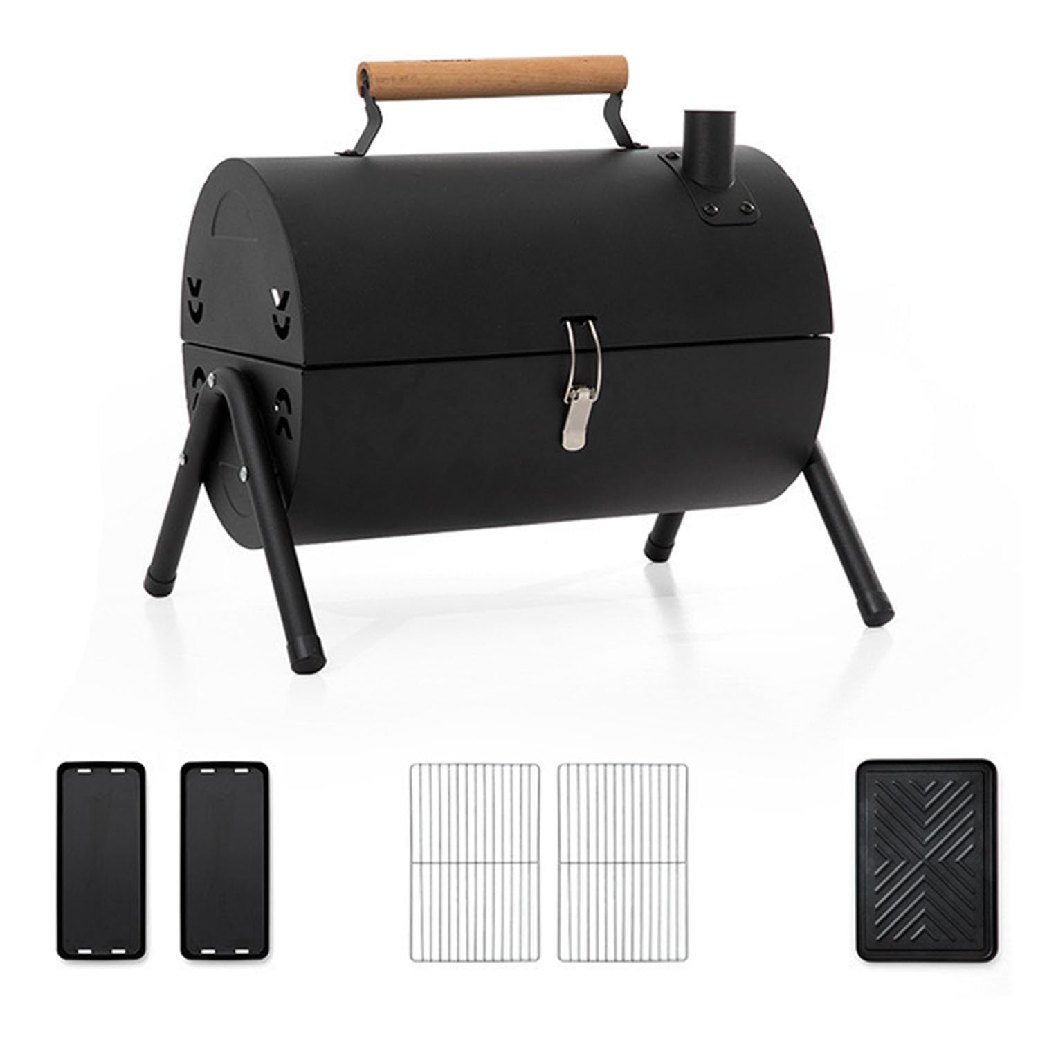 Barbecue à charbon compact double face pour petits espaces et jardins
