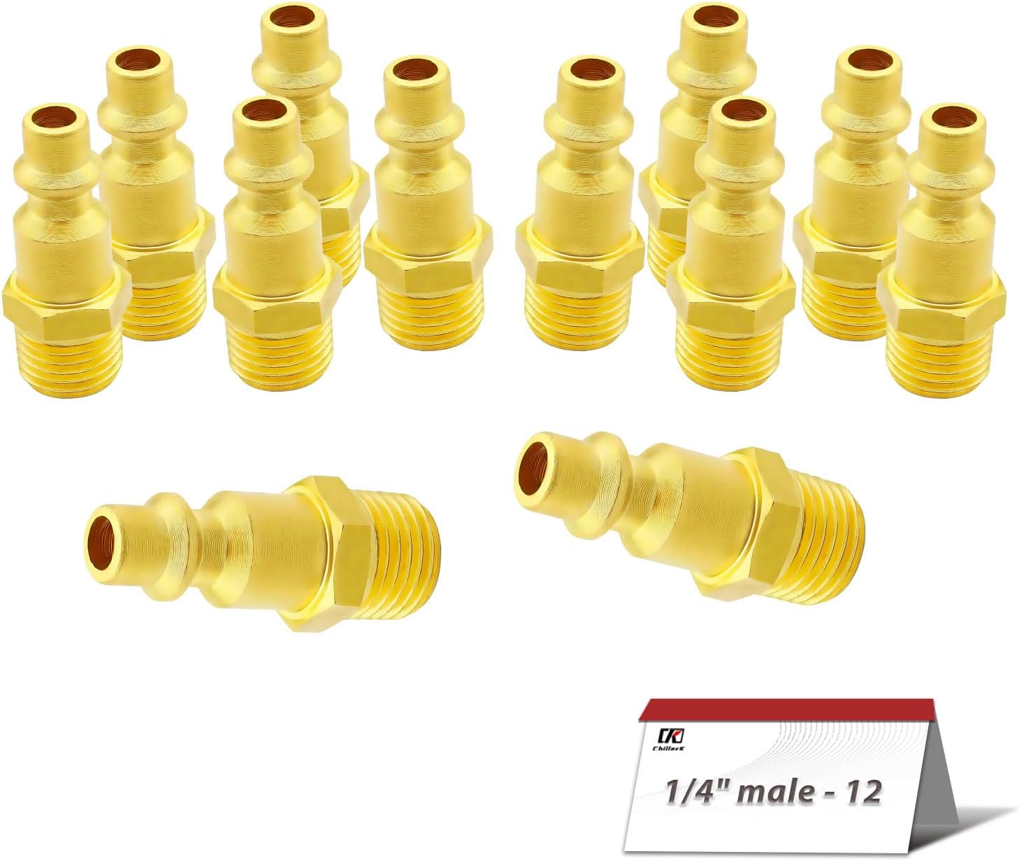 12 Pieces 1/4 Inch NPT male Quick Connector Air Fittings, Industrial Brass Air Quick Connect, Air Coupler And Plug Kit