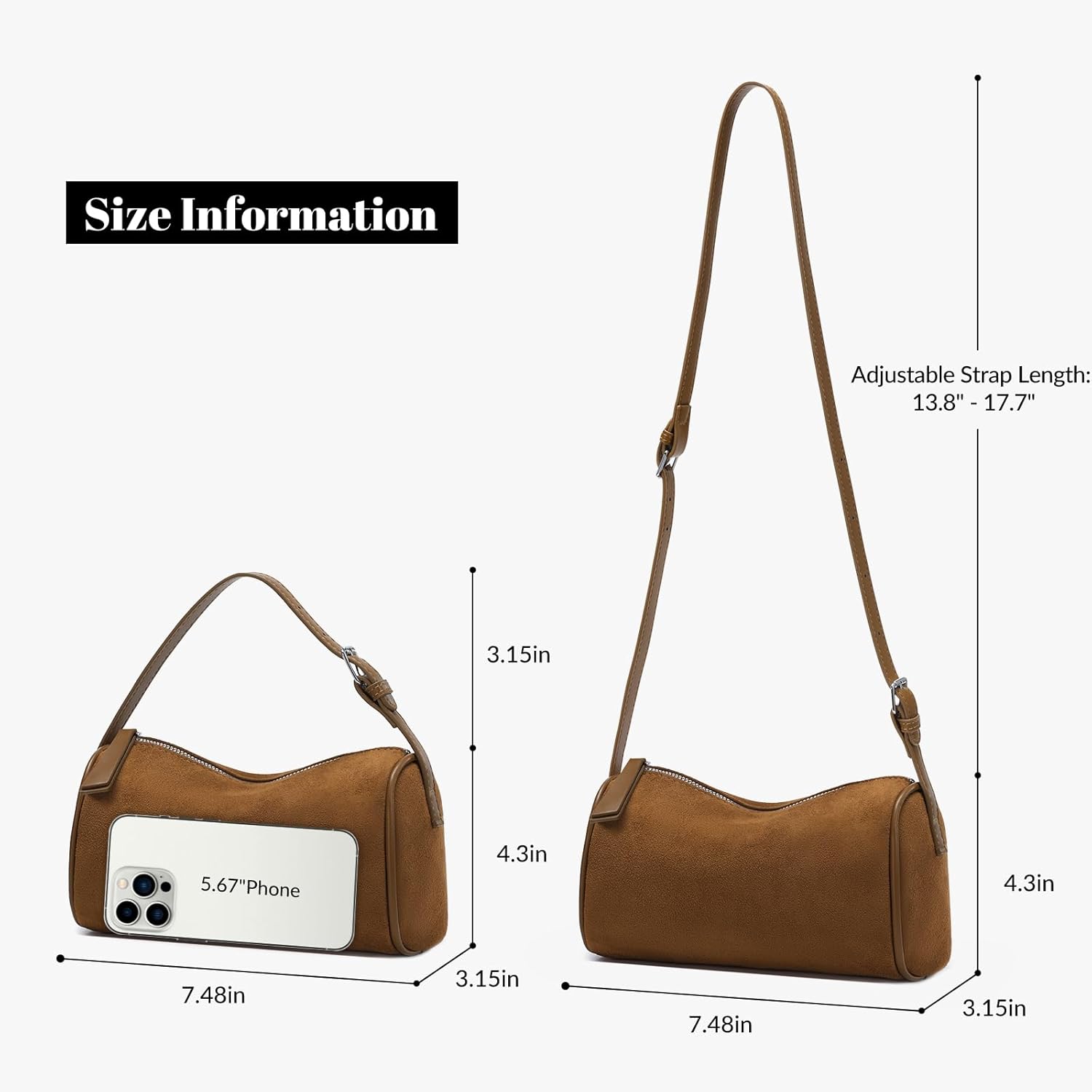 Suede Leather Crossbody Purses Bag for Women,Small Barrel Hobo Purse with Adjustable Strap Designer Fall Shoulder Handbags