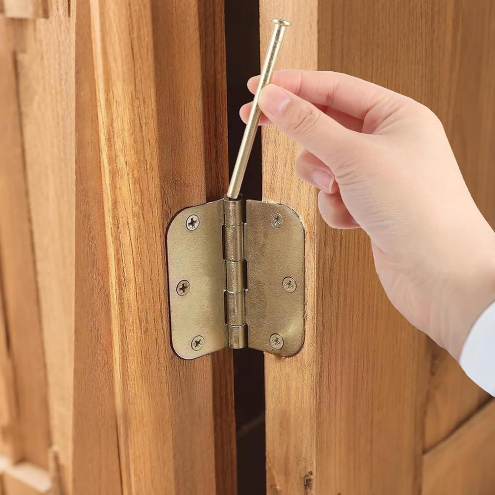 4 Pcs 3.5 Inches Hinge Pins, Replacing Interior Door Security Hinge Pins, Metal Hardware Pins Replacement Part for Wooden Residential Doors (Red Bronze)
