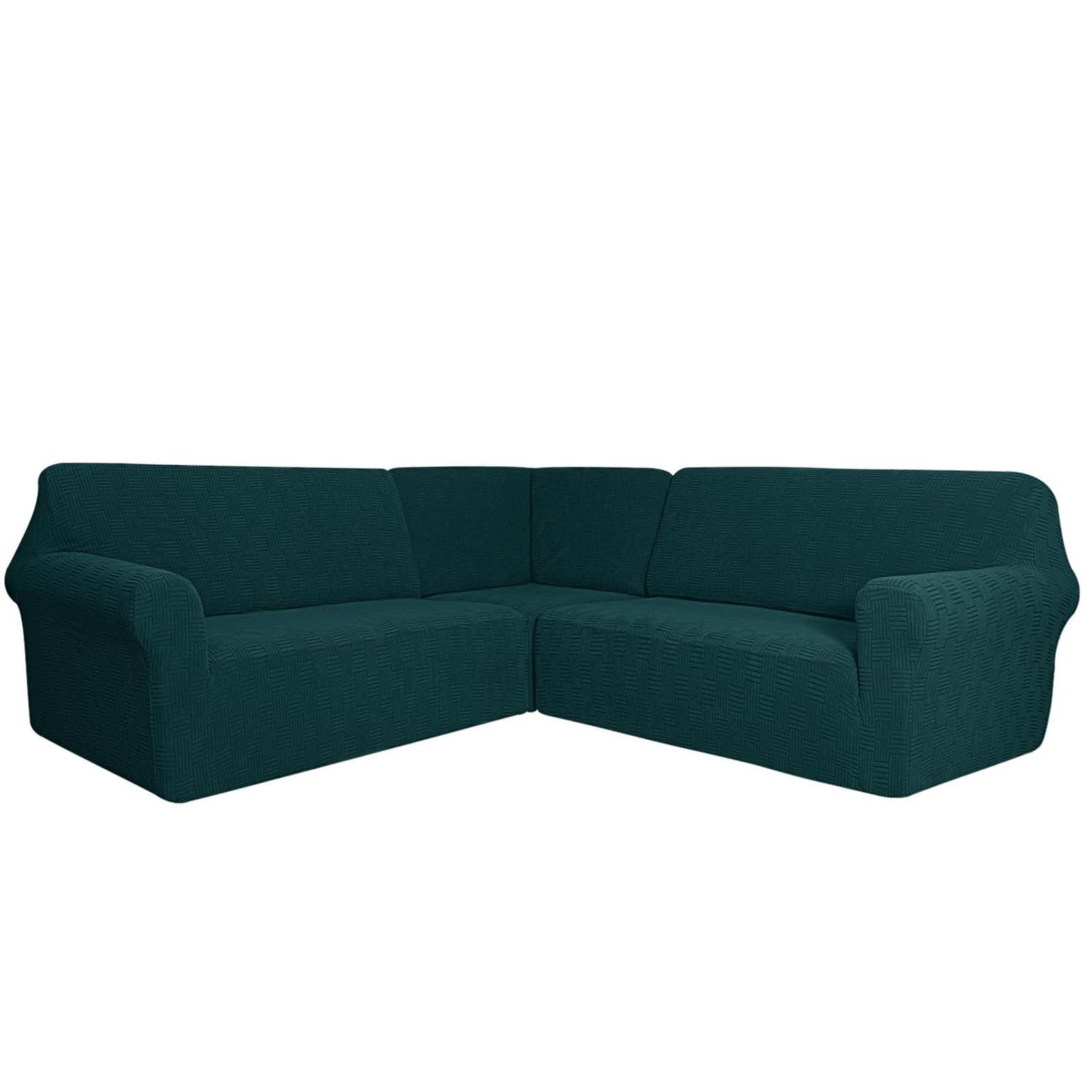 Housse de canapé lavable et antidérapante en fourrure bleu-vert pour protection de salon 5/7 places