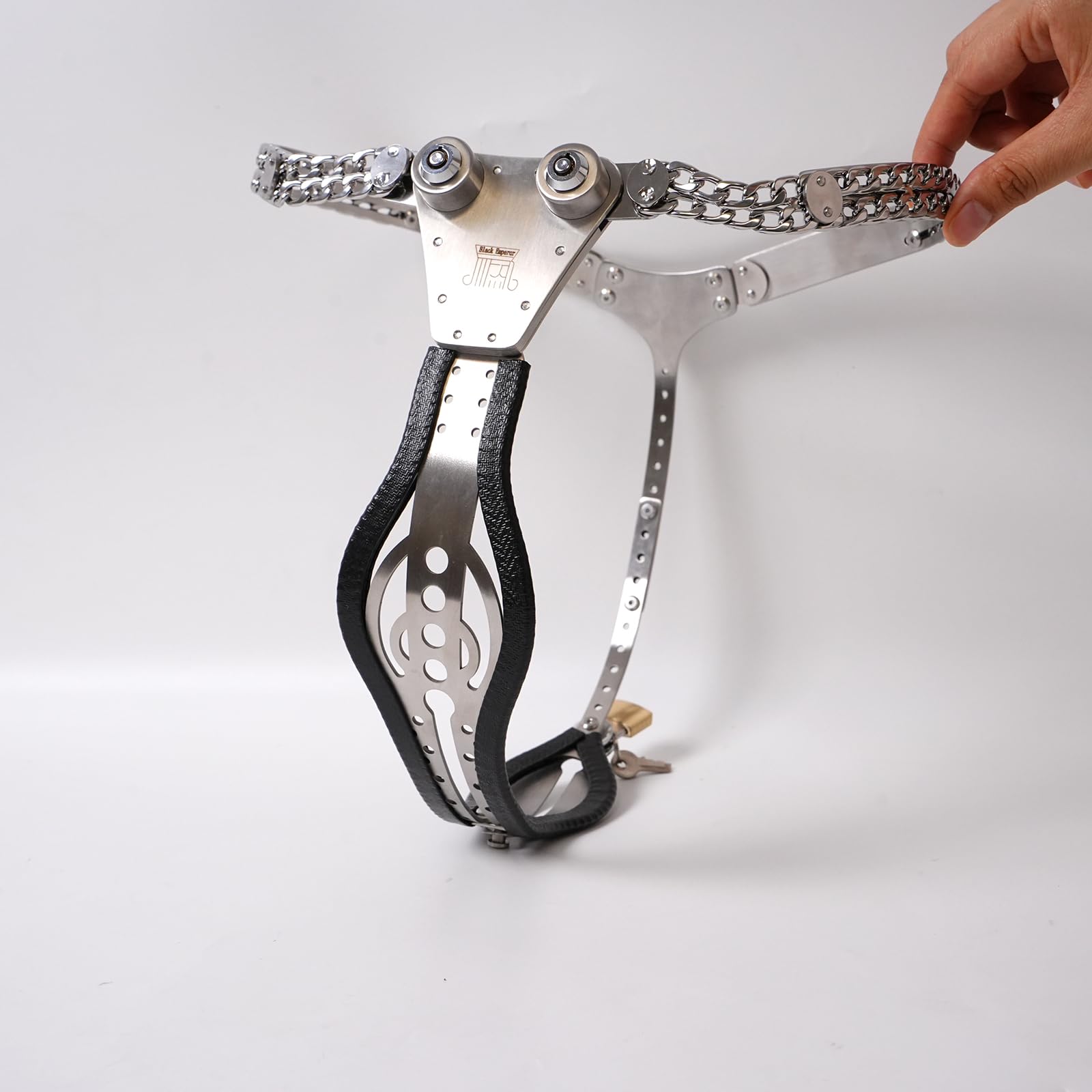 Edelstahl Keuschheitsgürtel Schwarz für Frauen BDSM Verstellbarer 65-95cm
