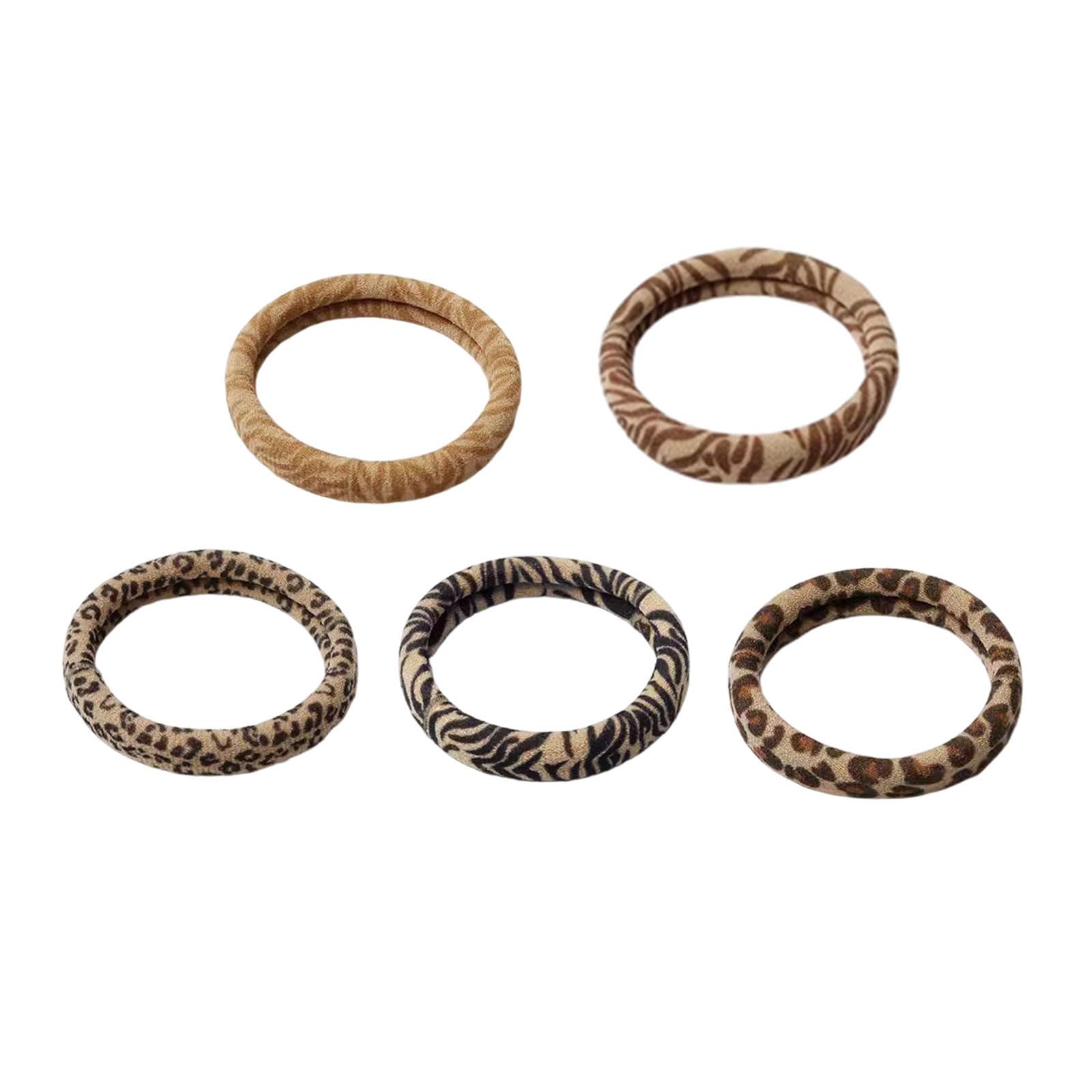 YUXITA Pack of 5pcs High Elasticity Print Hair Ties Gentle Nonslip Fabric Hair Bands For Women Girls Daily Styling