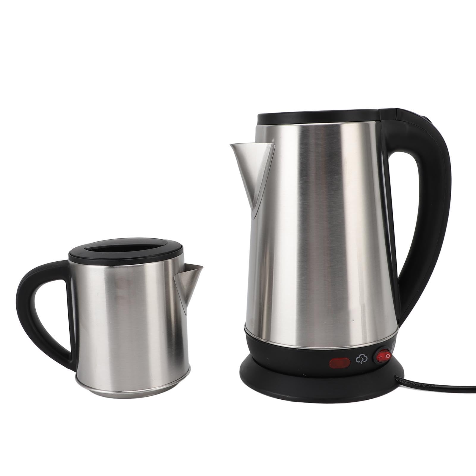 Bouilloire Électrique Turque 1L & 2L en Acier Inoydable – Théière Double Capacité pour Thé, Tisanes & Infusions Authentiques (Prise UE 220V)