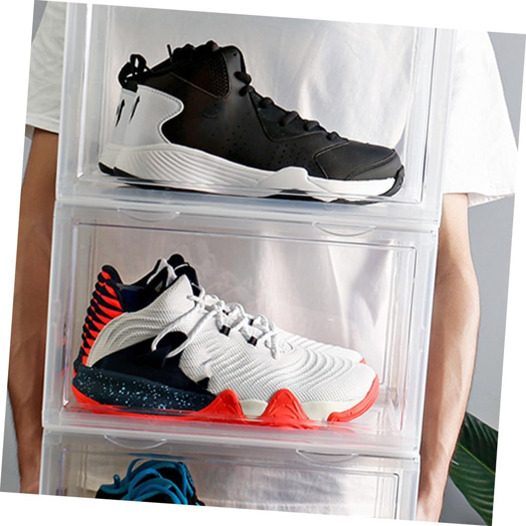 Cabilock Transparent Shoe Storage Box and Portable Organizer for Home Use Sturdy Container Magnetic Closure for Shoes Clothing and Accessories Easy Access and Quick Organization