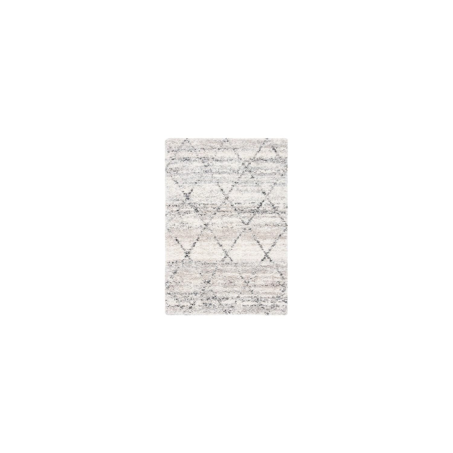 SAFAVIEH Shag Rug for Living Room, Dining Room, Bedroom - Fontana Shag Collection, Short Pile, in Grey and Ivory, 61 X 91 cm