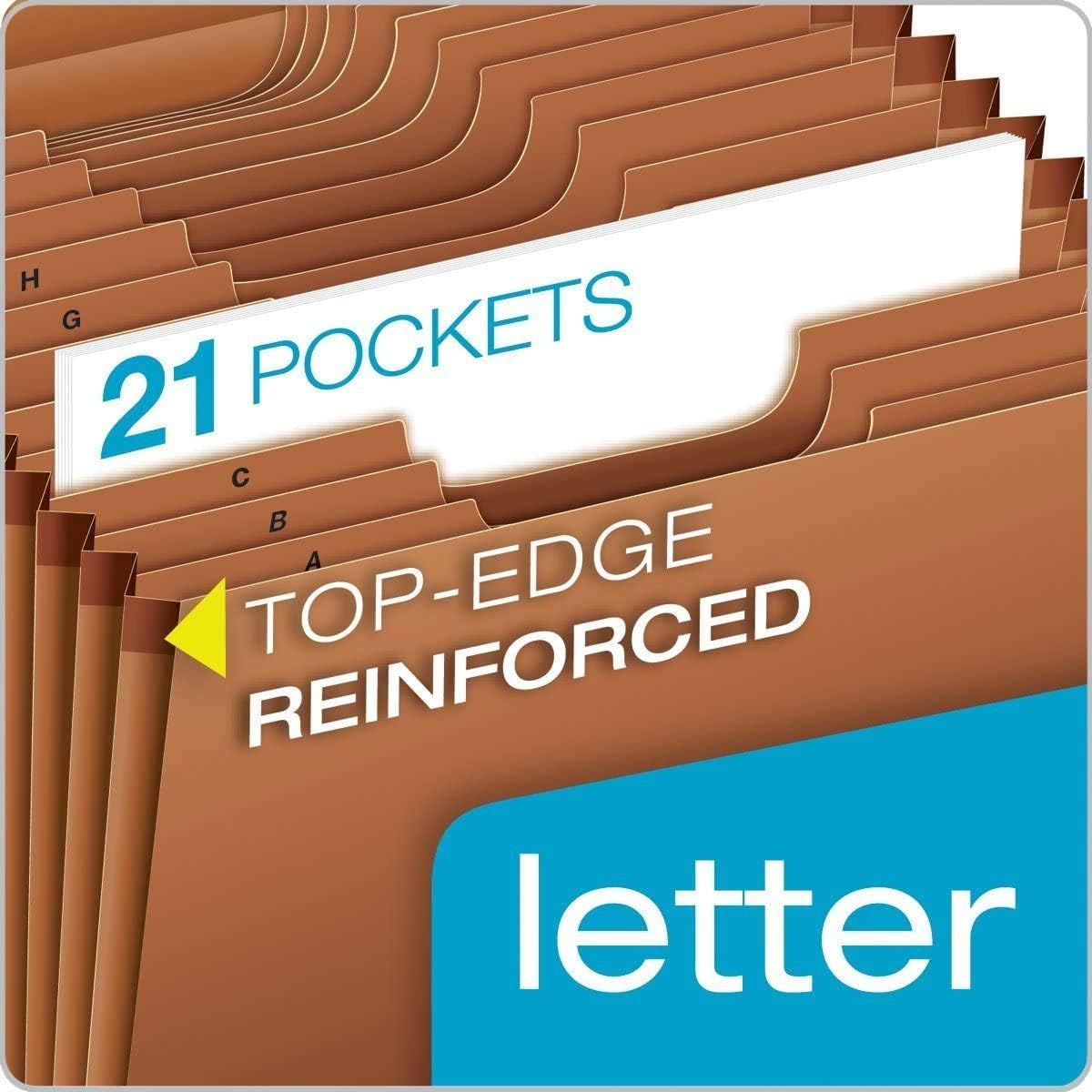 Pendaflex Heavy Duty Expanding File with Extra-Thick Cover, Tyvek Reinforced Edges, 21 Pockets, A-Z Tabs, Elastic Cord Closure, Letter Size (R117ALHD), 3 Pack