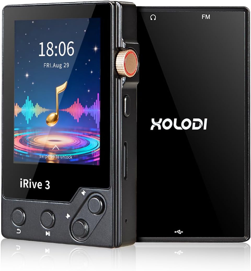 iRive3 MP3 Player Clear HiFi Stereo Sound 32GB Bluetooth Music Player with FM Radio Voice Recorder Expandable up to 128GB