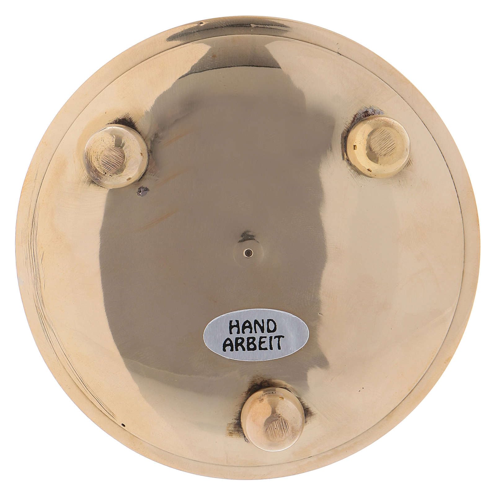 Round Candle Holder Plate in Hammered Gold-Plated Brass 8 cm