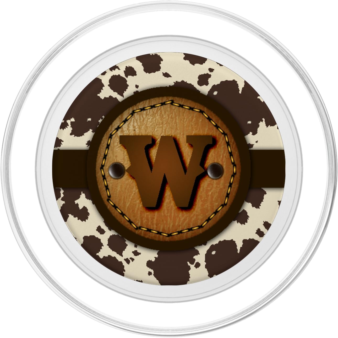Brown Cow Western Print Monogram - Initial Letter W PopSockets MagSafe PopGrip for iPhone
