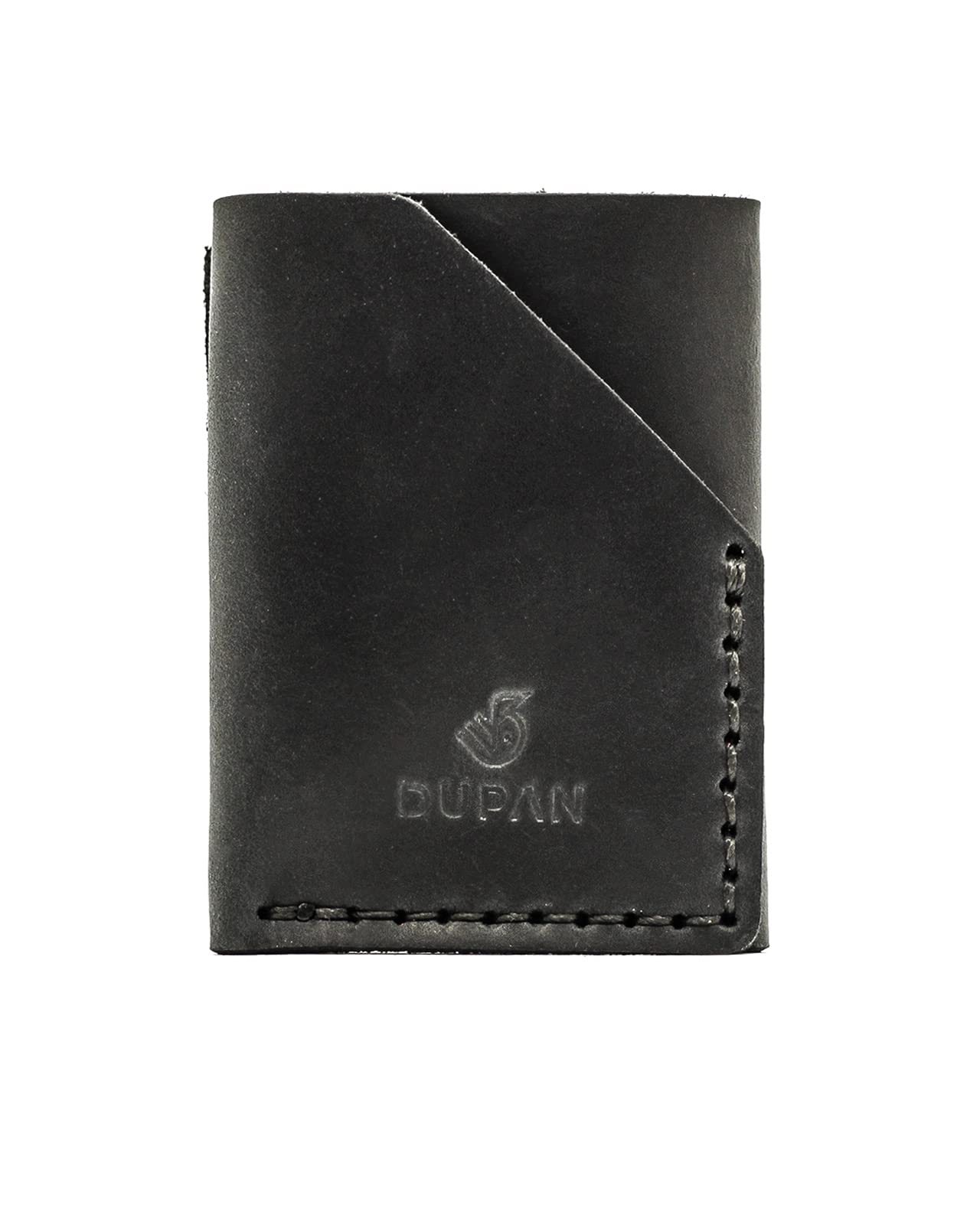 DUPANHandmade Real Leather Wallet for Men - Minimalist Design Large Capacity - Slim Case holds Money and Cards for Men & Women (BLACK)