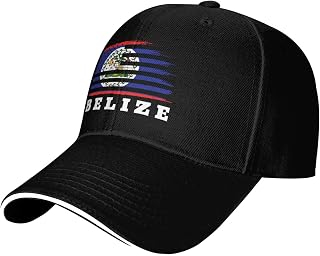 Funny Brush Belizean Belize Flag Sandwich Baseball Cap Unisex Fishing Sun Hats Vintage Breathable Daily Wear Golf Hat for Outdoor Sports Black