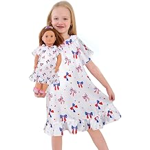 JESKIDS Girls Satin Nightgowns Silk Nightdress Flutter Sleeve Pajama Matching Dolls Clothes
