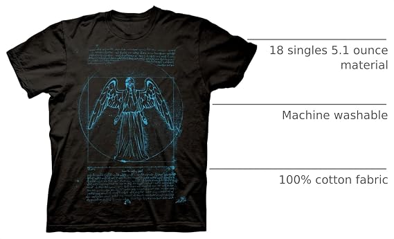 Ripple Junction Doctor WHO Mens Short Sleeve T-Shirt Vitruvian Weeping Angel Time Travel TV Series Officially Licensed