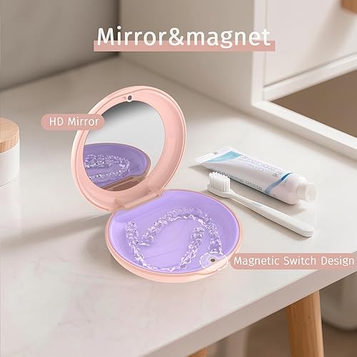 Miniatura 16 de Paquete de 2 fundas de retención compatibles con Invisalign, linda funda de alineador delgado de ortodoncia con herramienta de extracción y cepillo