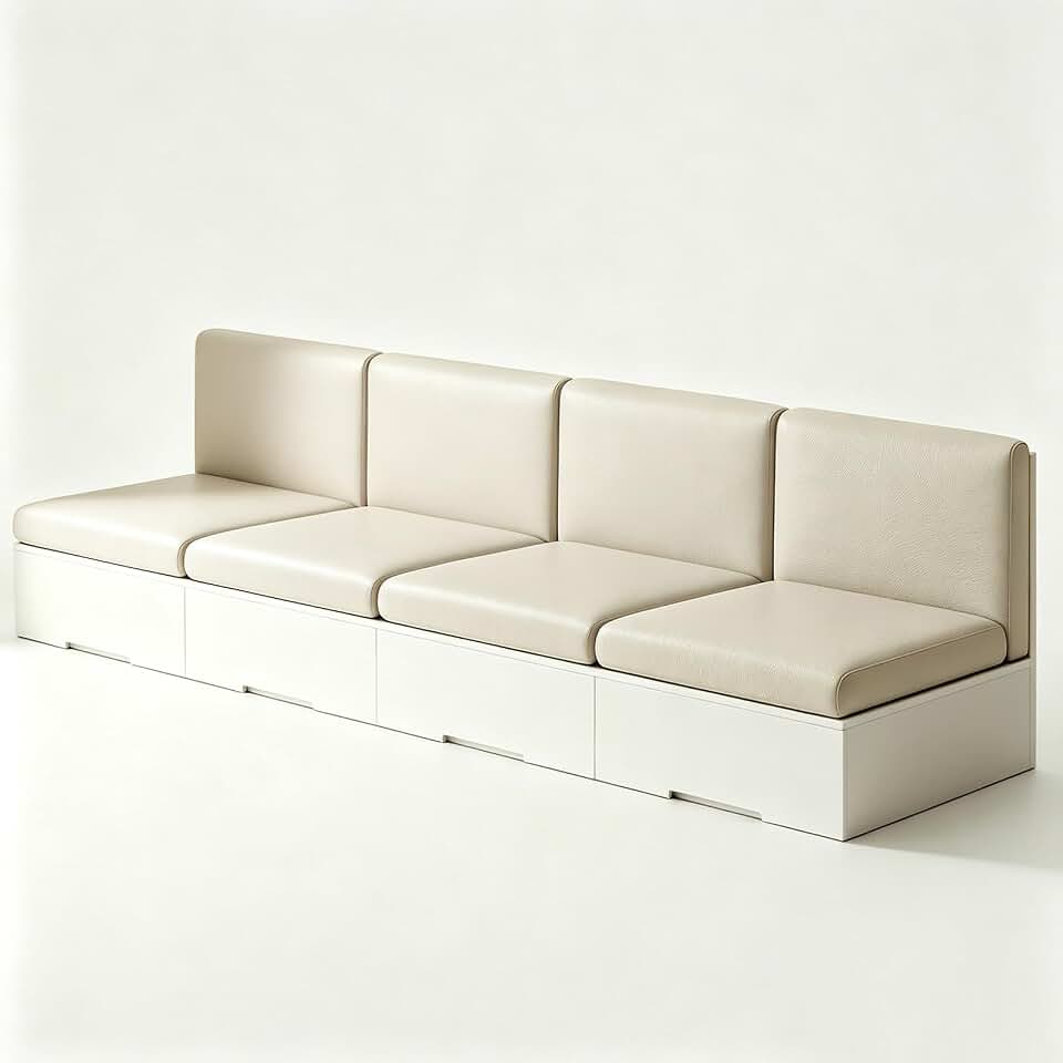 Storage Dining Bench with Backrest, Faux Leather Upholstered Bench