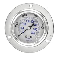 Vista 15 de PIC Gauges 204L-404M Medidor de presión relleno de glicerina con brida frontal con carcasa SS/bisel, internos de latón, lente de PC, esfera de 4