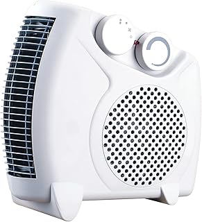EPISENT Portable Fan Heater with Cool Air Function - Used Upright or Flat, Safety Cut Out - 2 Heat Settings 1000/2000W - Electric Heater for Home with Variable Thermostat (Fan Heater and Cooler)