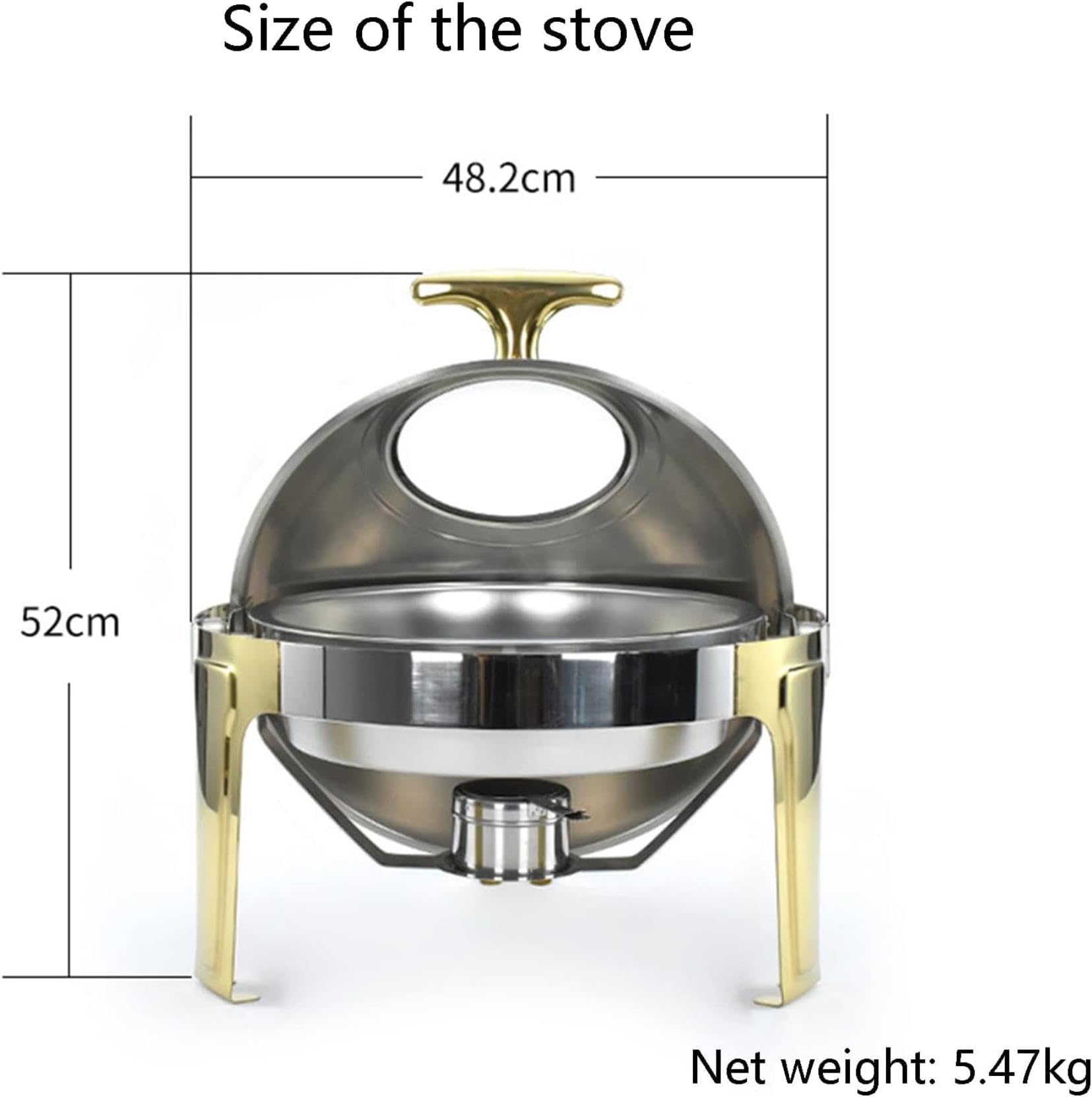 Plateaux Chauffants pour buffets et traiteurs, Chauffe-Plats, Chauffe-Tables, casseroles, plaqué Or 6L (Semi-plaqué Or)