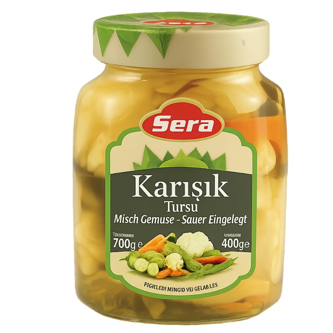 SERA Pickles Légumes Mixtes – 700 g | Turşu Maison Croquante avec Chou, Carotte, Concombre | Bocal en Verre, Saveur Traditionnelle