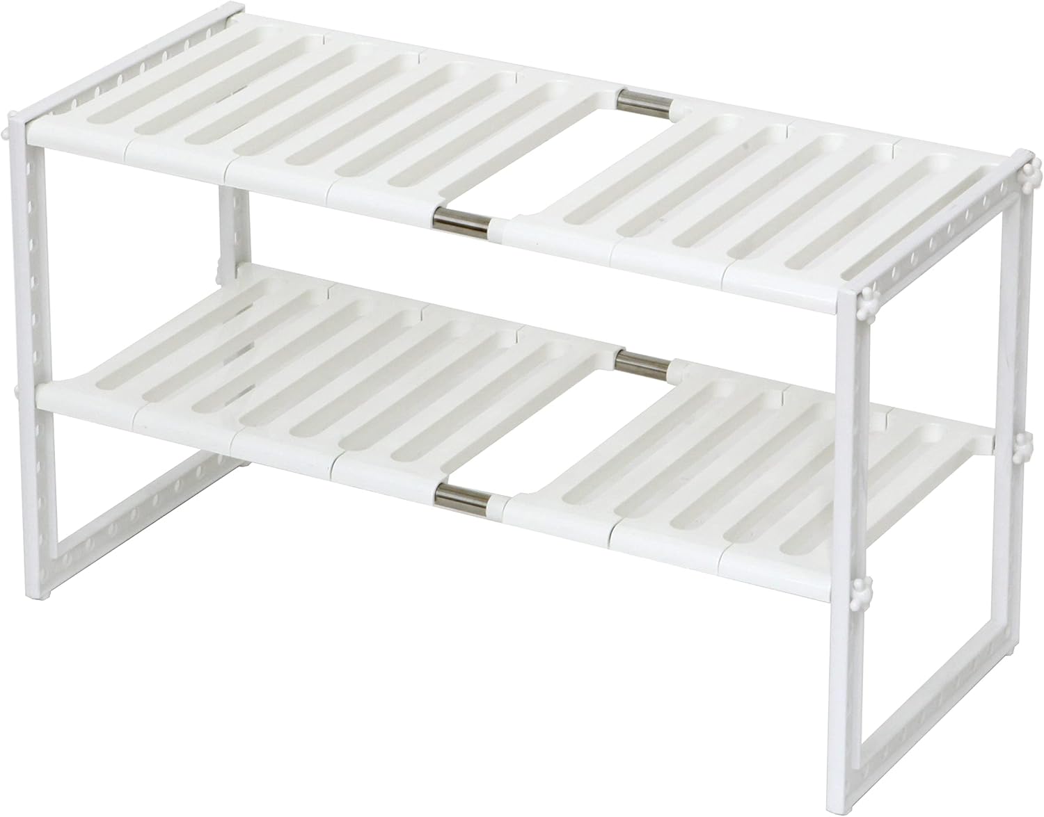 COELO Under Sink Organizer 2-Tier Expandable Shelf Kitchen Bathroom Cabinet Multi-purose Storage Standing Rack, White