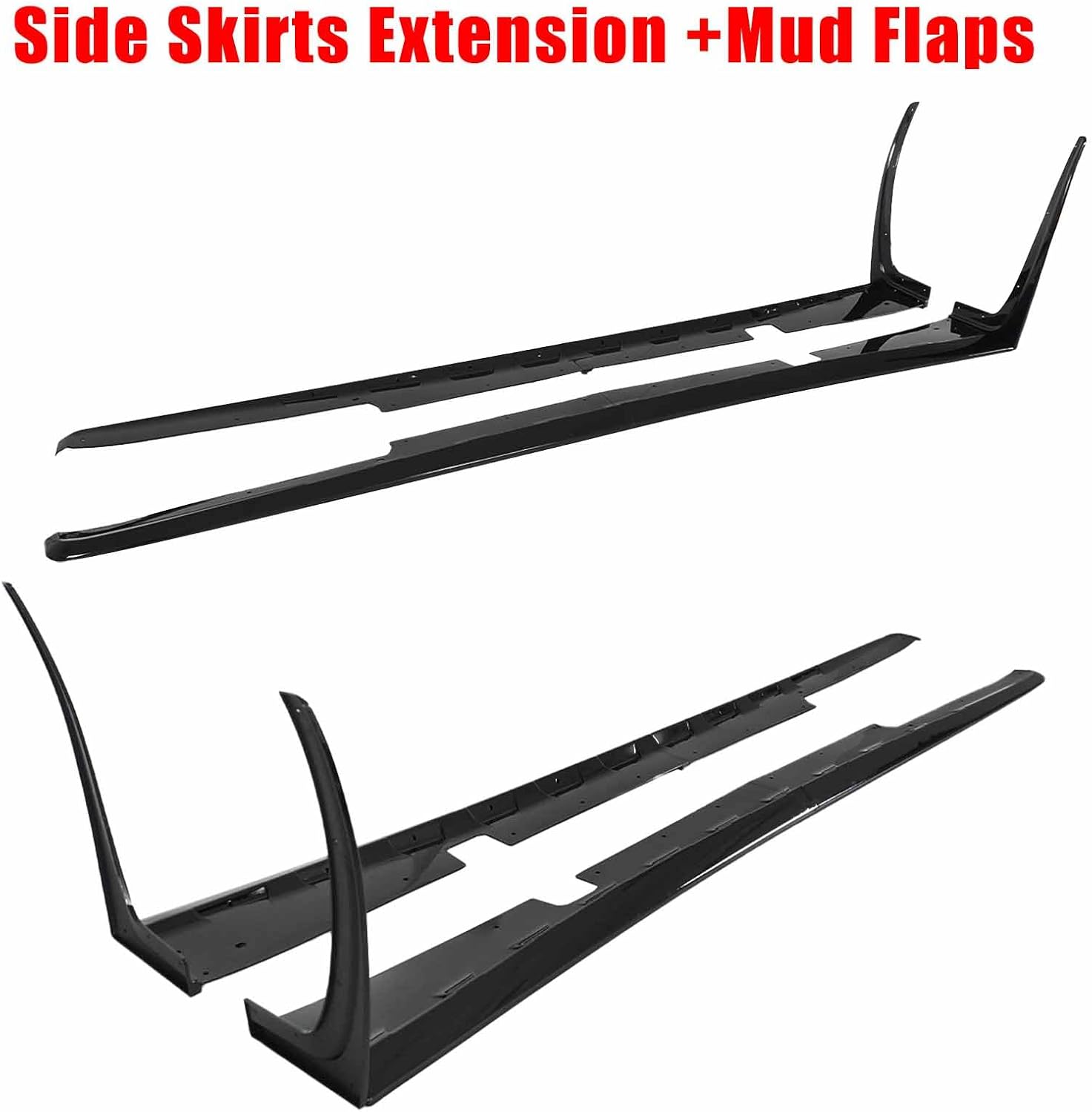 Side Skirt Rocker Panels for Chevy Corvette C5 All Models 1997-2004 A Pair Z06 Side Skirts Extension W/Mud Flaps ABS Plastic (Glossy Black)
