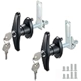 CZC AUTO Truck Cap Camper Shell T-Handle Lock Latch Set, Truck Bed Topper Door Locking T-Handle Replacement Kit, with 4 Matching Keys & 2 Screw Sizes