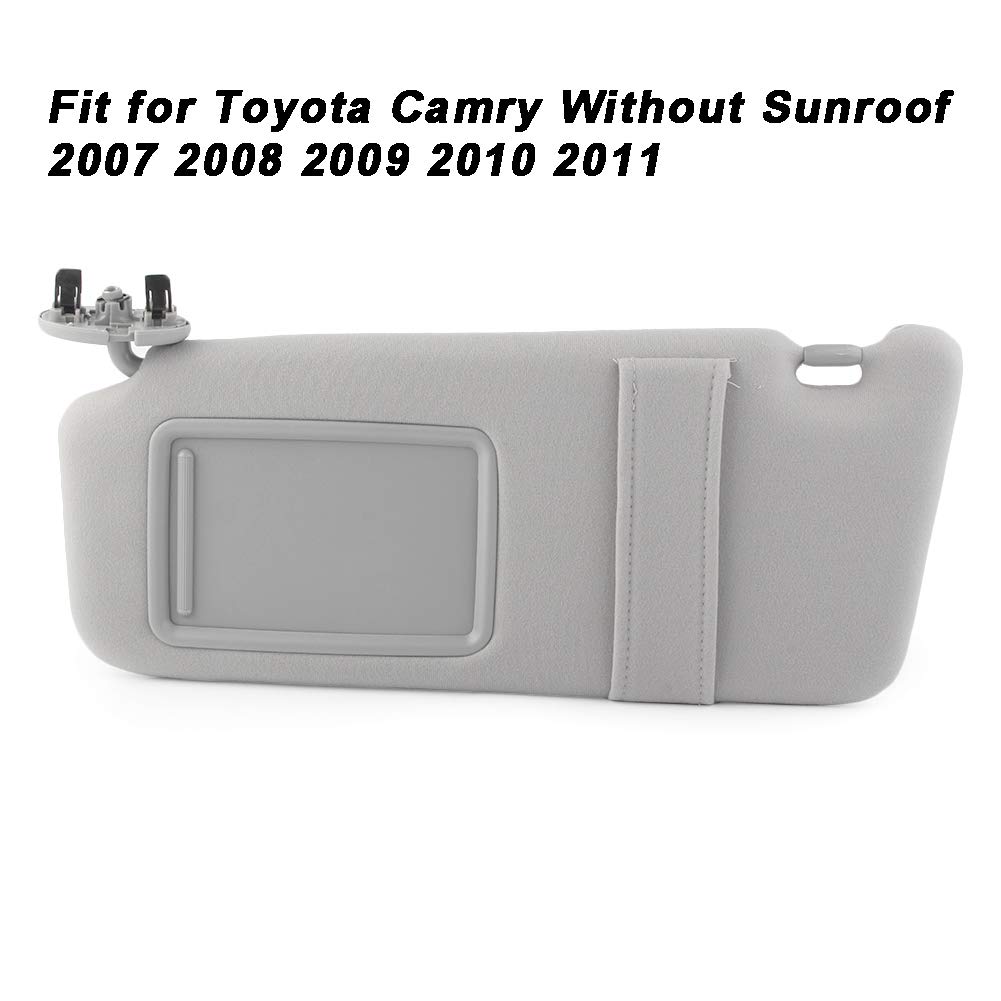 GZYF Automotive Sun Protection Visors, Left Driver Side Sun Visor for 2007 2008 2009 2010 2011 for Toyota Camry Without Sunroof and Light,Gray