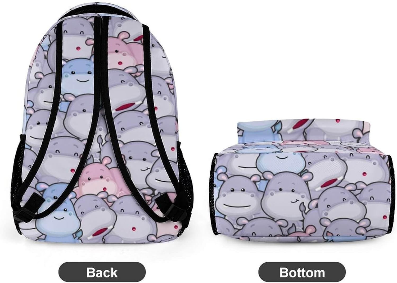 Hippo School Backpack for Kids Girls Boys, 16 Inch Cute Hippos Themed Bookbag, Personalized School Backpack for Students Children, Lightweight, Large Capacity - Image 6