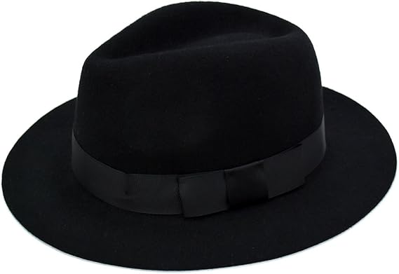 Amazon クリサンドラ ハット メンズ ウール フェルト 中折れ ポークパイ ボーラー ハット フリーサイズ カジュアル 紳士 ブランド 帽子 7 5cm つば広ハット ブラック キャップ 通販