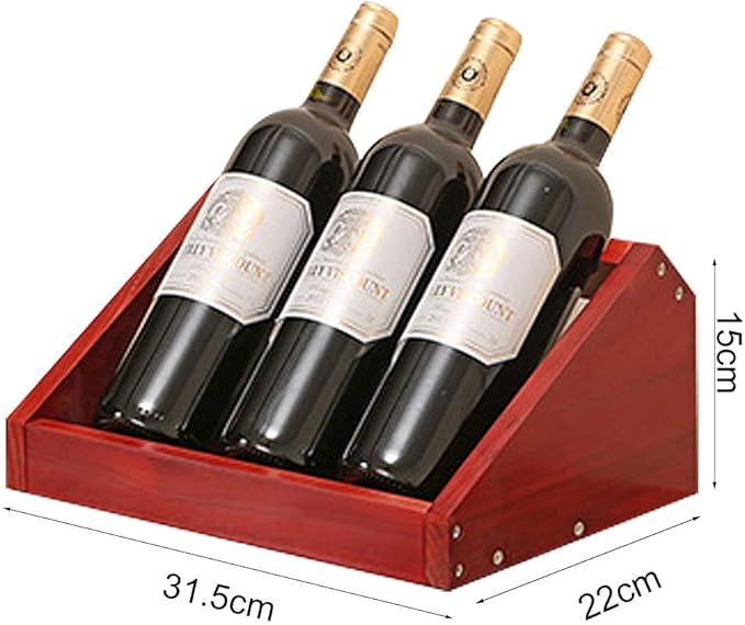 Soporte para Botellas de Vino de Madera, para 3 Botellas, Color Rojo miniatura 2